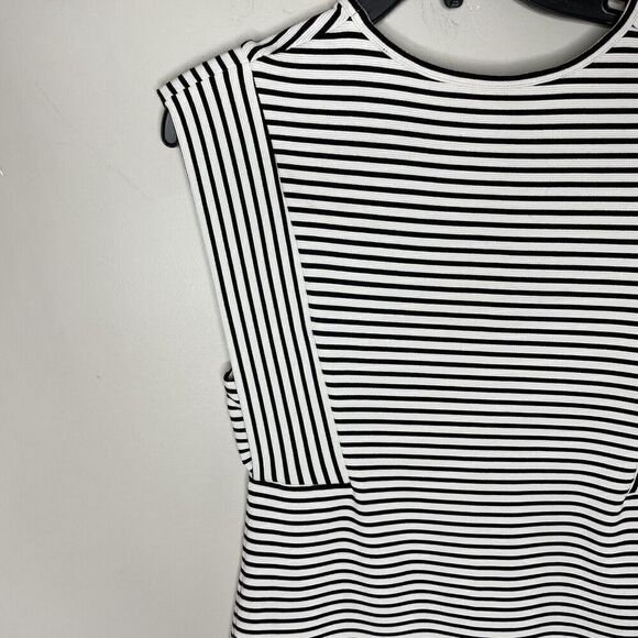 DEREK LAM Collective Dress Womens 46 US 10 Stripe Stretch Knit Sheath Sleeveless - Picture 9 of 12